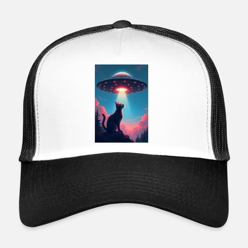 Chat de l’espace avec faisceau lumineux OVNI Casquette trucker 
