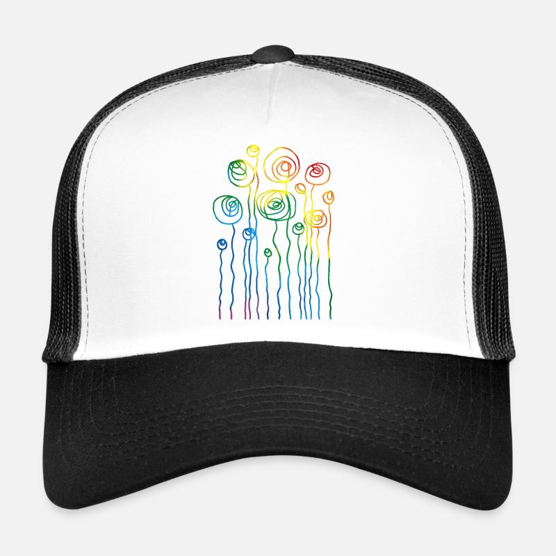 Blumen - Trucker Cap - Weiß/Schwarz