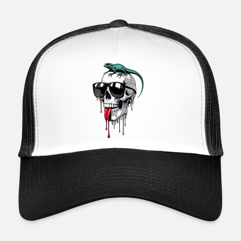 Chilliger Totenkopf mit Echse Trucker Cap