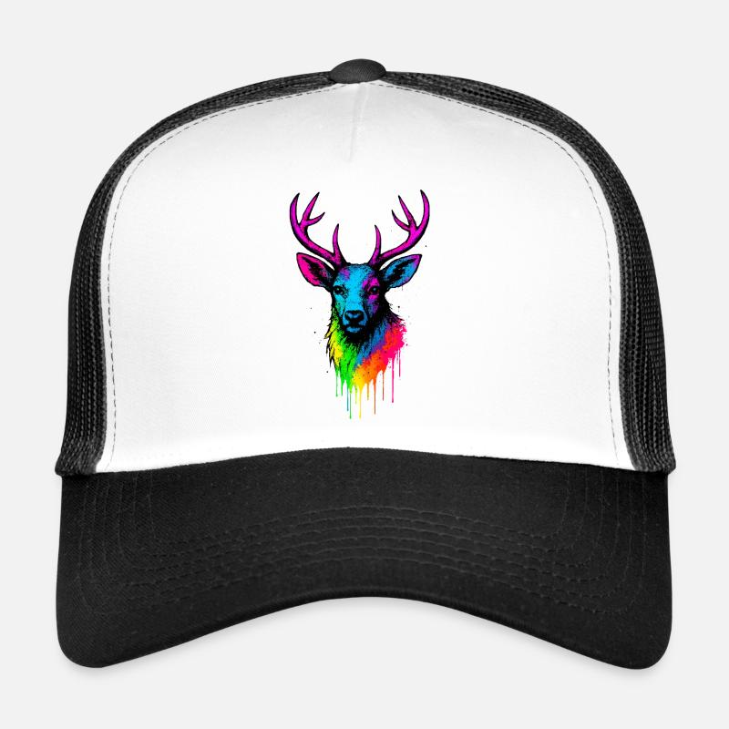 Éclaboussure de néon de cerf arc-en-ciel Casquette trucker 