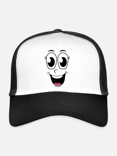 Happy Face - Trucker Cap - white/black