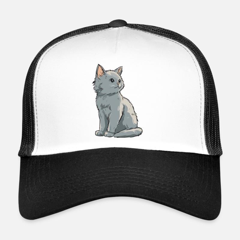Illustration de chaton en velours gris Casquette trucker 