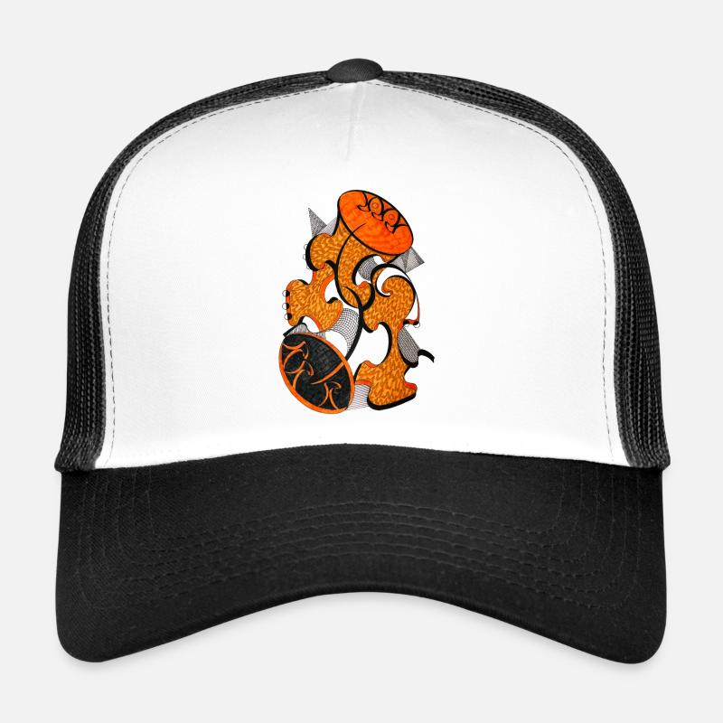 Orangene Abstrakte Formkunst Trucker Cap