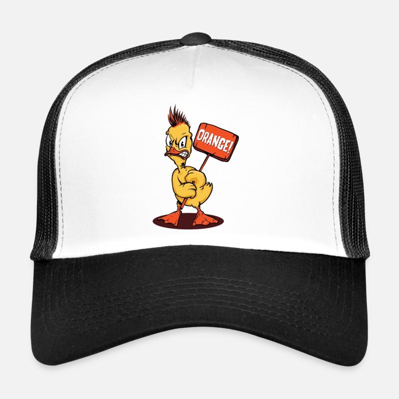 Angry Duck Punk Orange - Trucker Cap - white/black