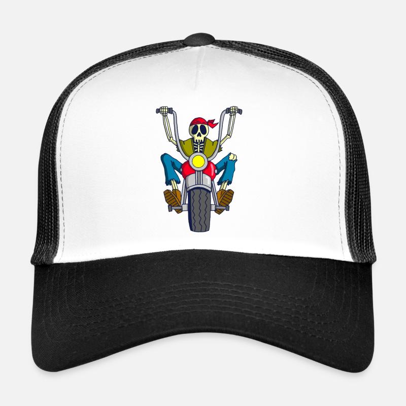 Rebellen-Biker-Skelett - Trucker Cap - Weiß/Schwarz