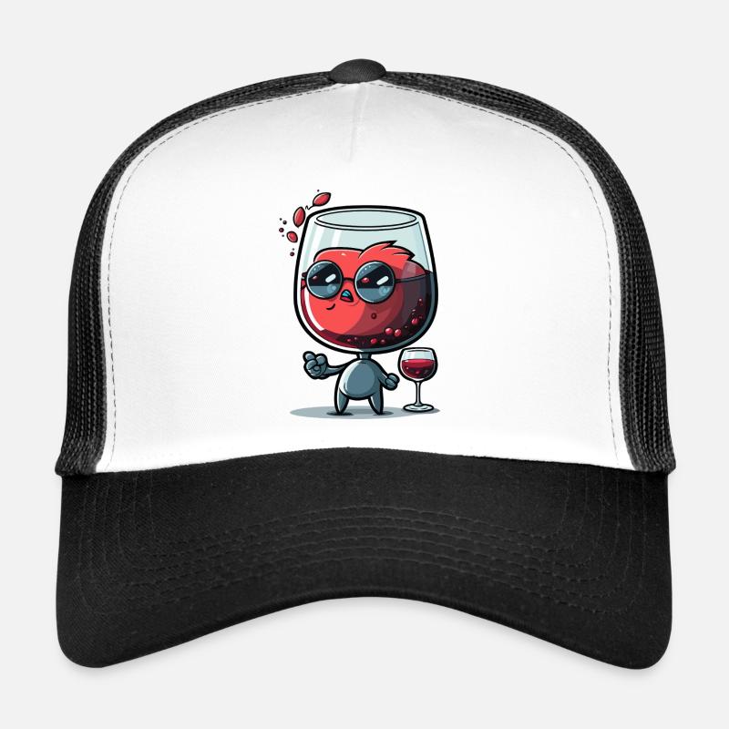 Weinheld mit Sonnenbrille - Trucker Cap - Weiß/Schwarz