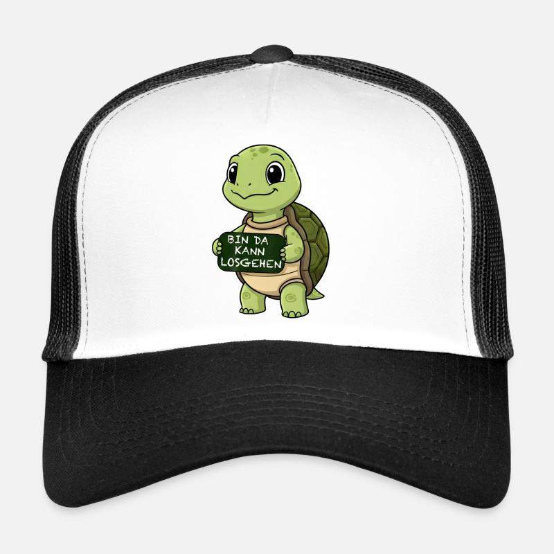 Cute turtle with funny starting phrase Trucker Cap