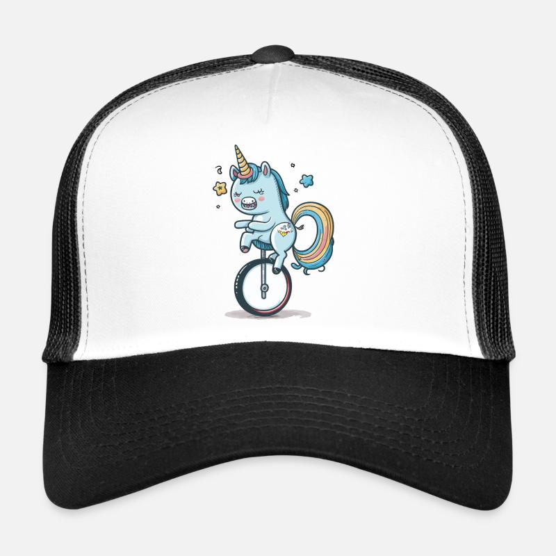 Unicorn on a unicycle – a colourful dream - Trucker Cap - white/black