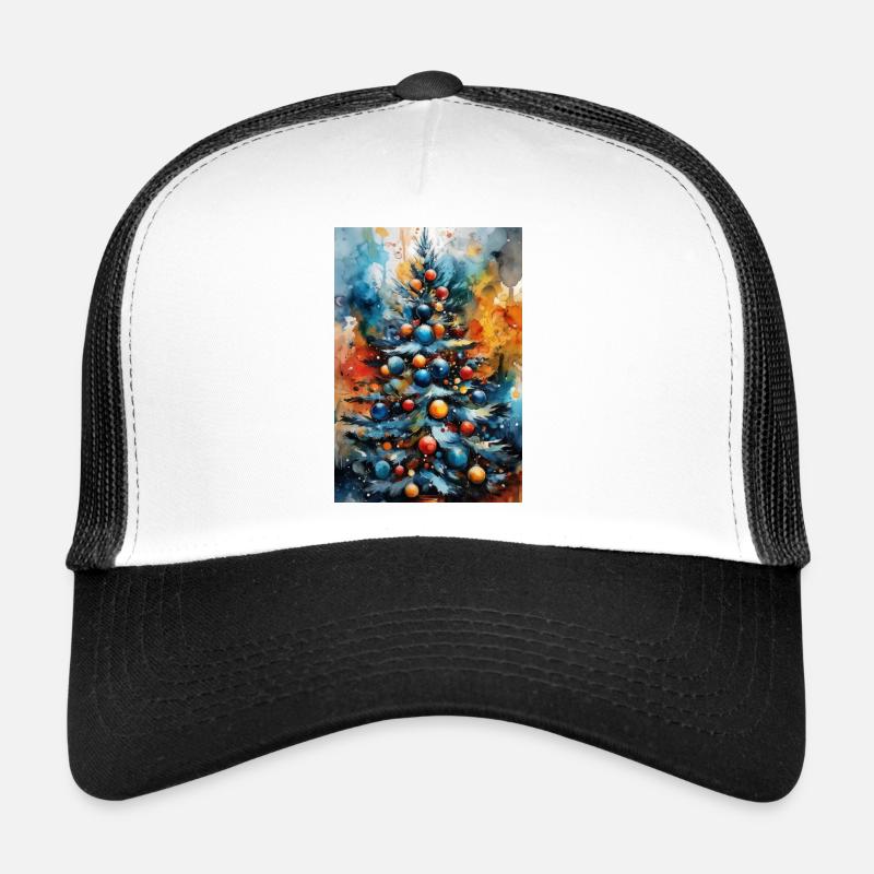 Lebendiger Aquarell-Weihnachtsbaum Trucker Cap