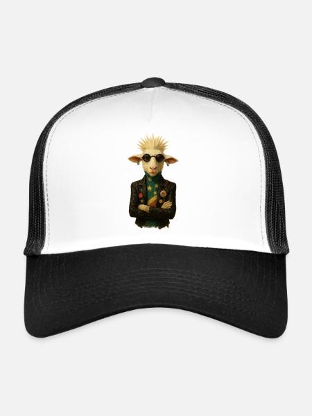 Punkgoat with star band - Trucker Cap - white/black - Front