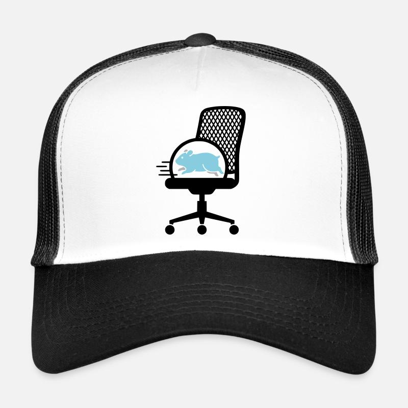 Roue de hamster sur chaise de bureau Casquette trucker 