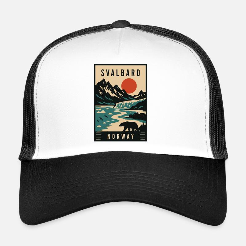 Entdecken Sie Polarabenteuer von Spitzbergen in Norwegen - Trucker Cap - Weiß/Schwarz