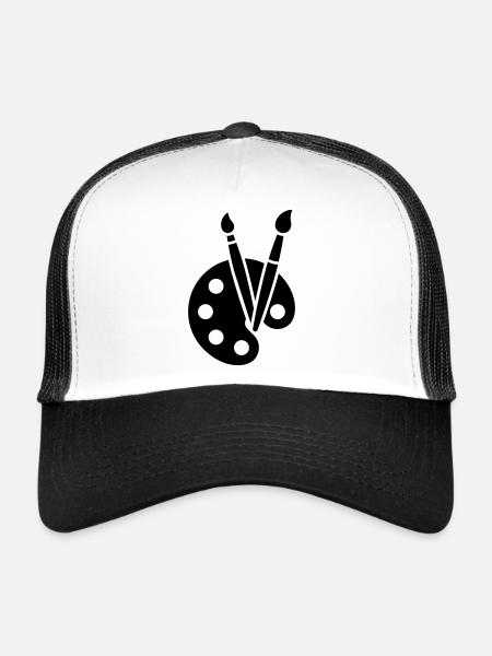 Painting, Color Palette, Brush, Art Icon - Trucker Cap - white/black - Front
