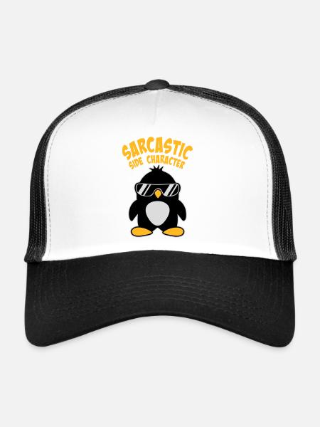 Penguin Sarcastic Side Character Sunglasses Logo - Trucker Cap - white/black - Front