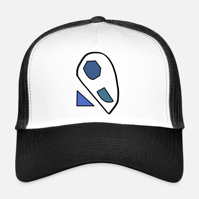 Abstract blue shapes on black - Trucker Cap - white/black