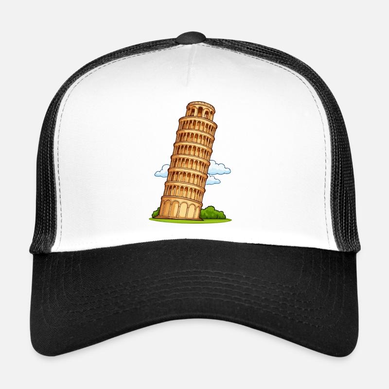 Pisa Tower Cartoon Trucker Cap