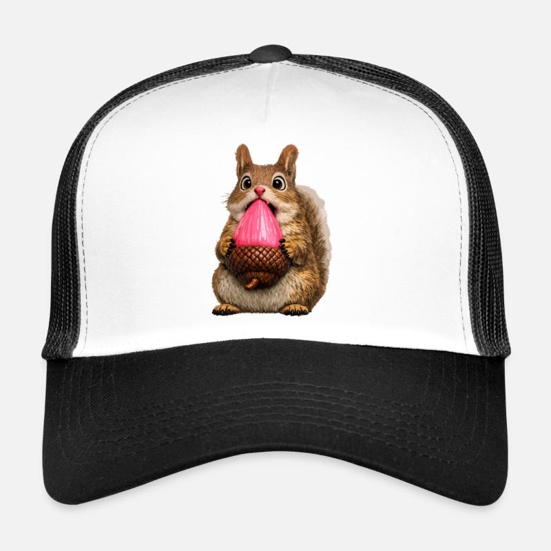 Süßes Eichhörnchen mit rosa Eichel Trucker Cap