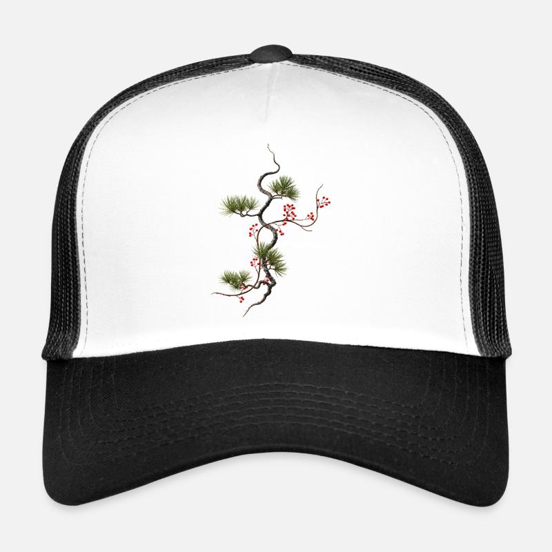 Ikebana Épicéa avec baies rouges style zen Casquette trucker 