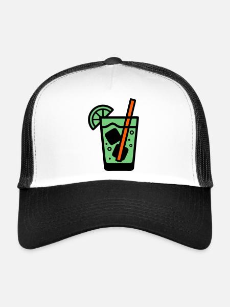 Cocktail Glass Summer Drink Vacances de garçon pour filles - Casquette trucker  - blanc/noir - Devant