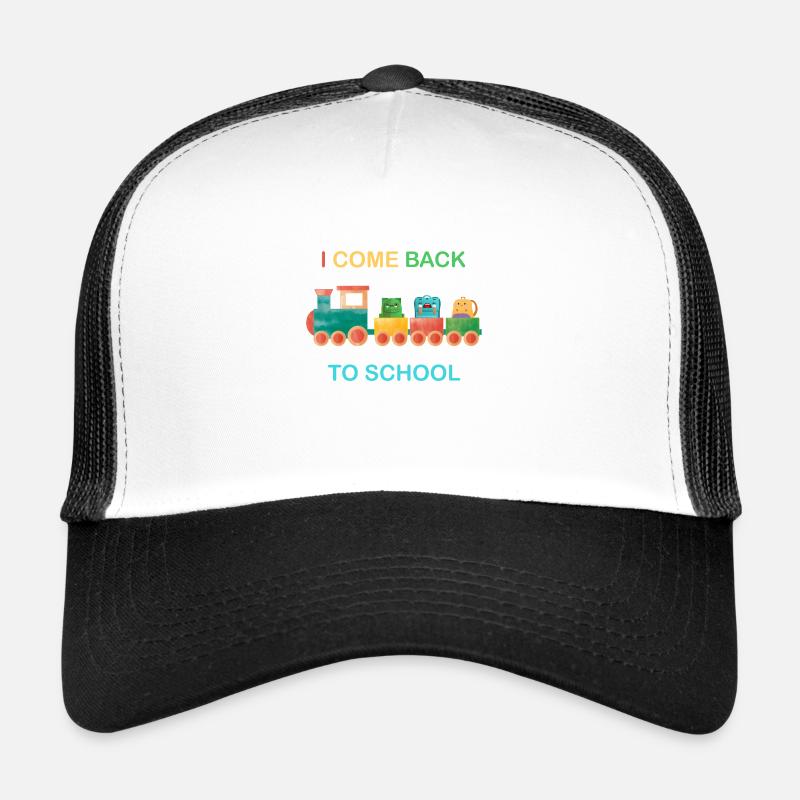 I come back to school, kids school,train - Trucker Cap - white/black