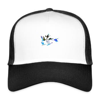 birds,flight,painting,wings,watercolor,geese,wild geese - Trucker Cap - white/black - Front