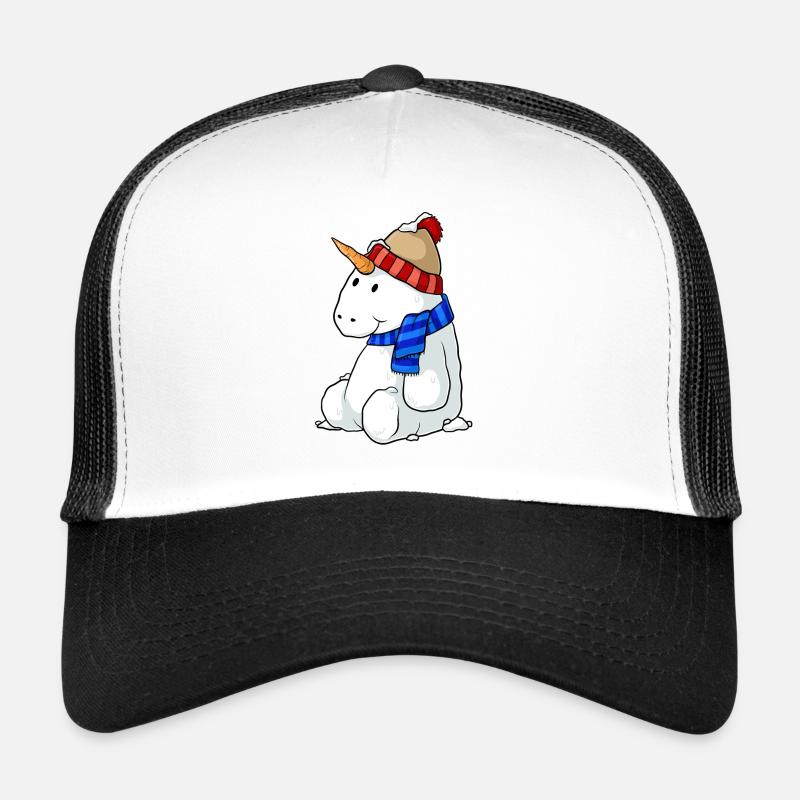 Einhorn Schneemann Comic - Trucker Cap - Weiß/Schwarz