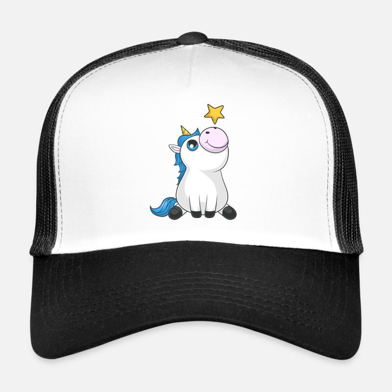 Süßes Comic Einhorn - Trucker Cap - Weiß/Schwarz