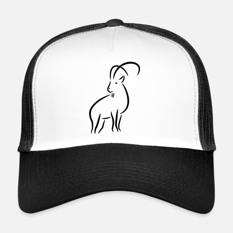 Steinbock Zeichnung - Trucker Cap - Weiß/Schwarz