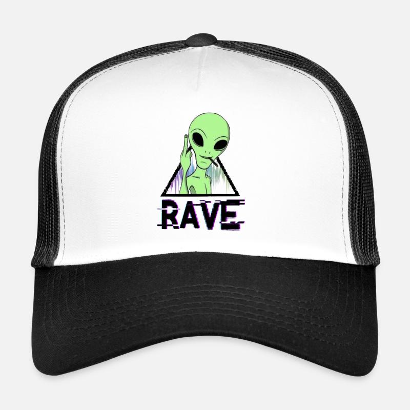 rave alien - Casquette trucker  - blanc/noir