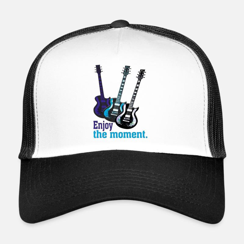Electric guitars with saying Enjoy the moment. - Trucker Cap - white/black