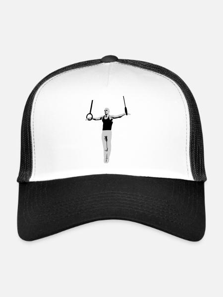 Gymnasts on Rings, Gymnastics - Men's Gymnastics - Trucker Cap - white/black - Front