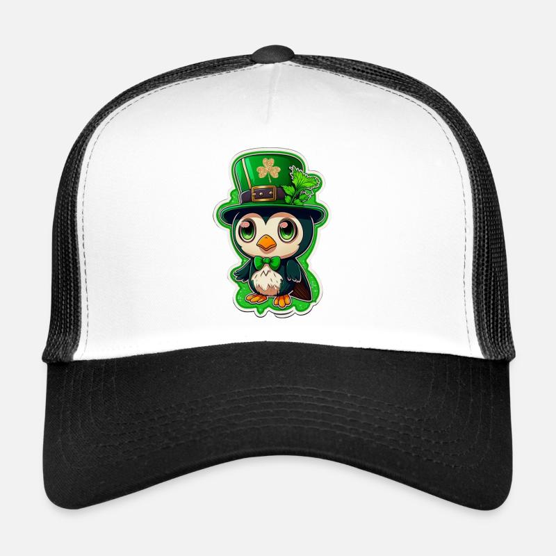 Outfit St Patrick Penguin cute funny clover - Trucker Cap - white/black