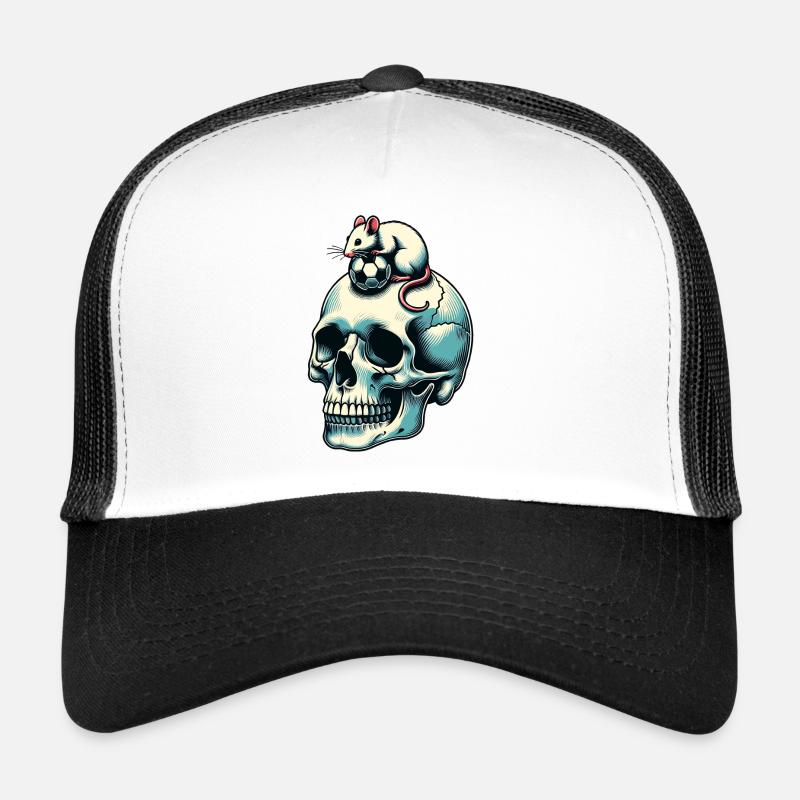Skull with funny mouse and soccer ball Trucker Cap