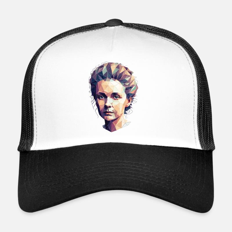 Portrait Marie Curie Polygon Kunst - Trucker Cap - Weiß/Schwarz