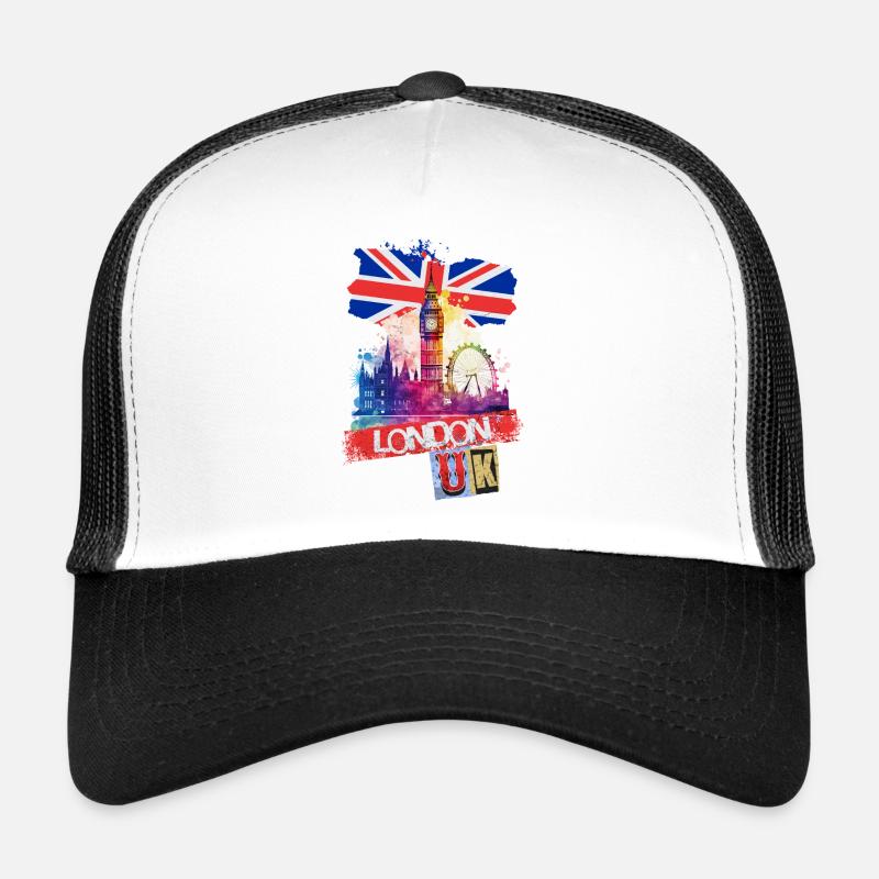 Londres, Angleterre, ville, Skyline, Big Ben, Éclaboussure colorée Casquette trucker 