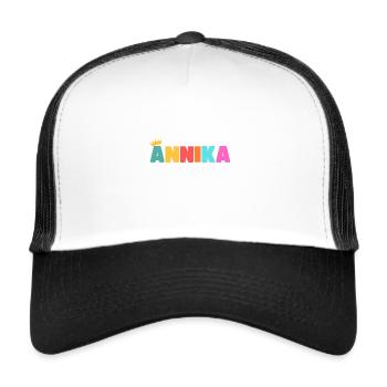 Annika ! Personnalisable - Casquette trucker  - blanc/noir - Devant