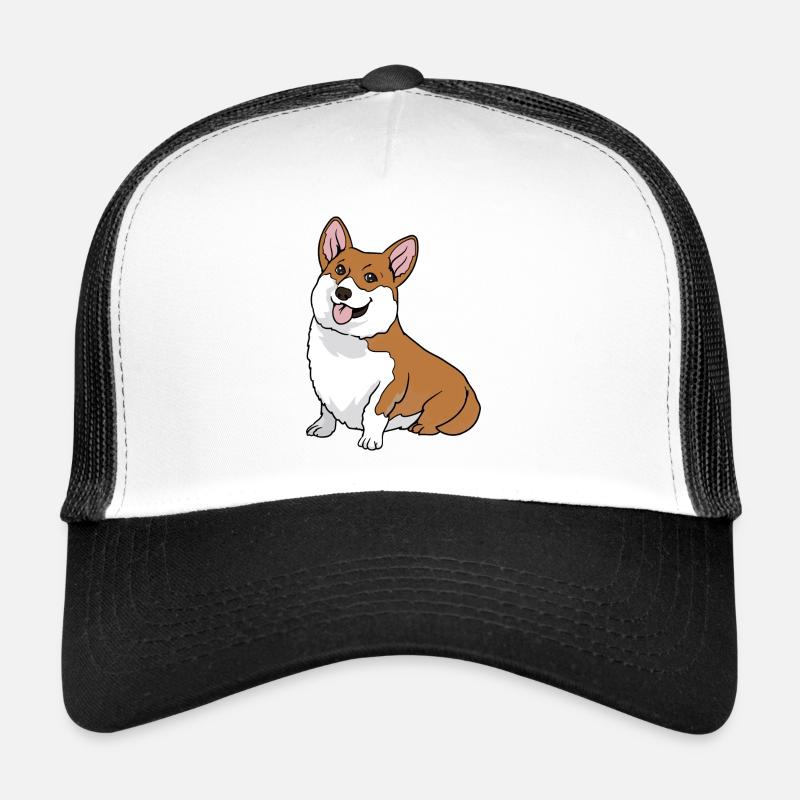 Lustiger Cooler Niedlicher Hund Welsh Corgi - Trucker Cap - Weiß/Schwarz