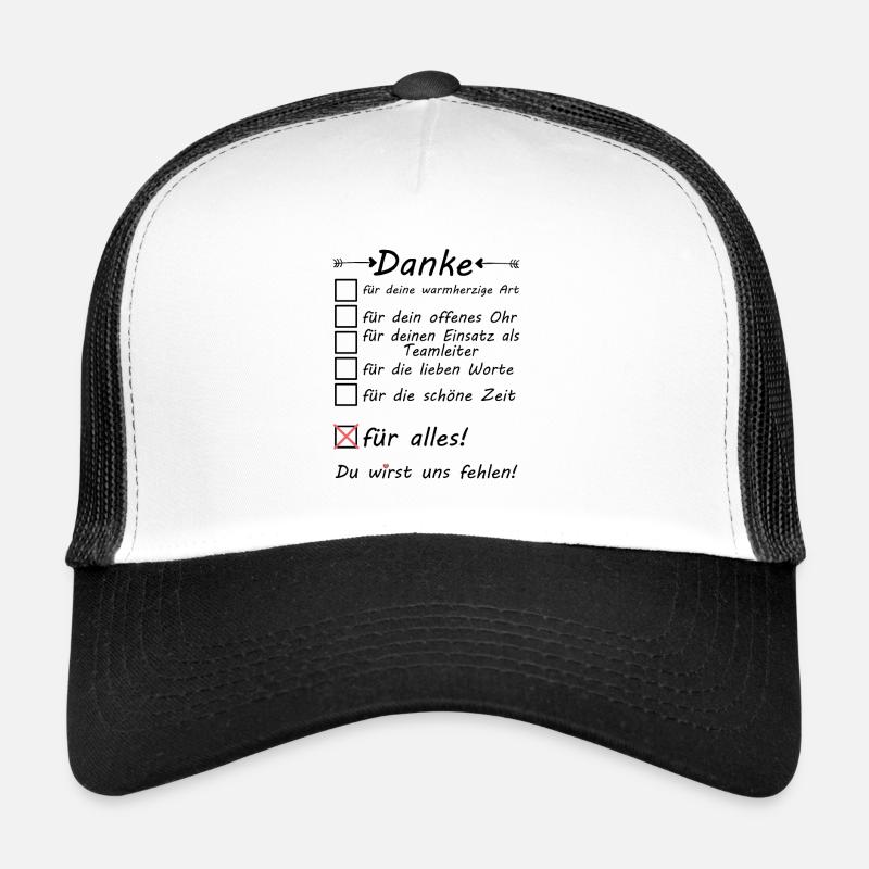 Bester Teamleiter Teamleitung Danke zum Abschied - Trucker Cap - Weiß/Schwarz
