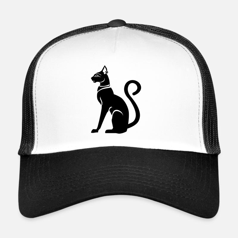 Bastet - déesse chat dans l'Egypte ancienne - Casquette trucker  - blanc/noir