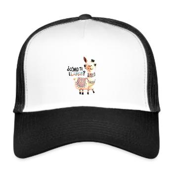 Lama,alpaka, Illustration, Comic - Trucker Cap - Weiß/Schwarz - Vorne