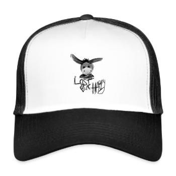 Donkey, Stuffed Animal, Writing, Watercolor - Trucker Cap - white/black - Front