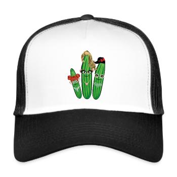 Verkleidung,dragqueen, Perücke,gurkentrio, gurken - Trucker Cap - Weiß/Schwarz - Vorne