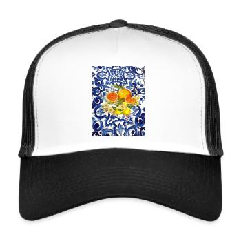 Majolika-Muster, Kacheln, Porzellan,majolika - Trucker Cap - Weiß/Schwarz - Vorne