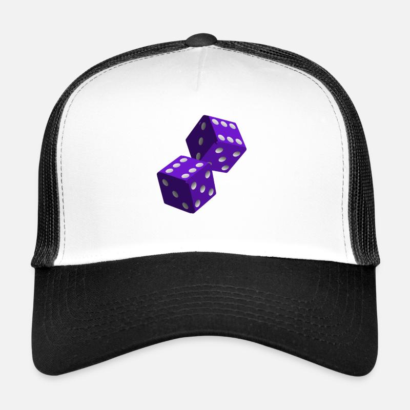 Dés violet avec chiffres blancs - Casquette trucker  - blanc/noir