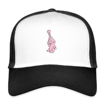 Hase mit verdrehten Ohren - Trucker Cap - Weiß/Schwarz - Vorne