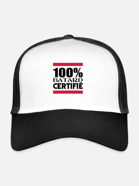 100% BATARD CERTIFIE - Casquette trucker  - blanc/noir - Devant