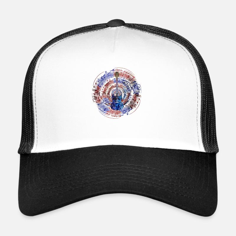 Gitarre mit Noten - Trucker Cap - Weiß/Schwarz