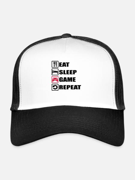 EAT SLEEP GAME REPEAT - Trucker Cap - white/black - Front