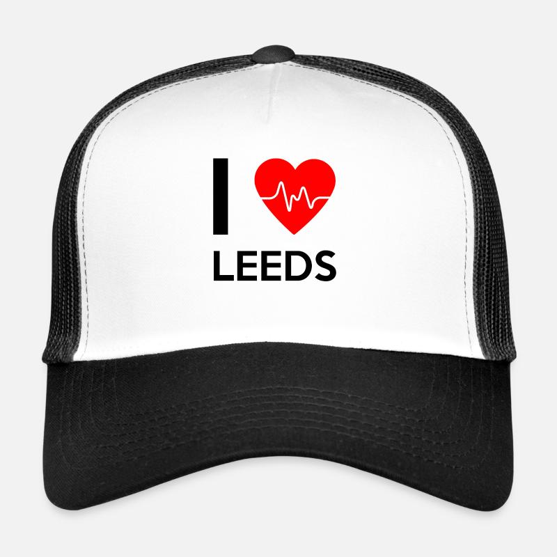 I Love Leeds- Ich liebe Leeds - Trucker Cap - Weiß/Schwarz