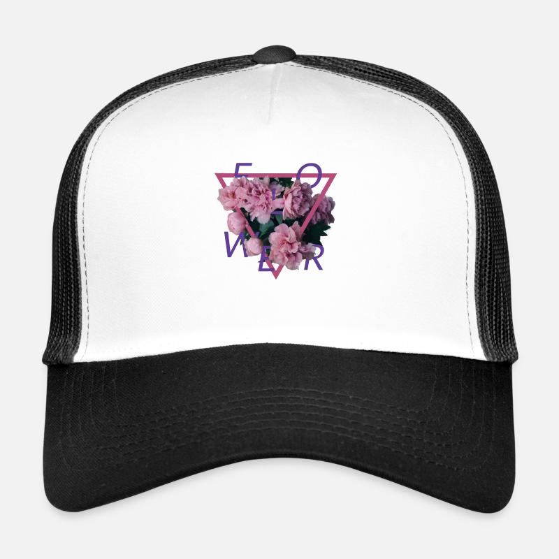 Flower Design - Trucker Cap - Weiß/Schwarz